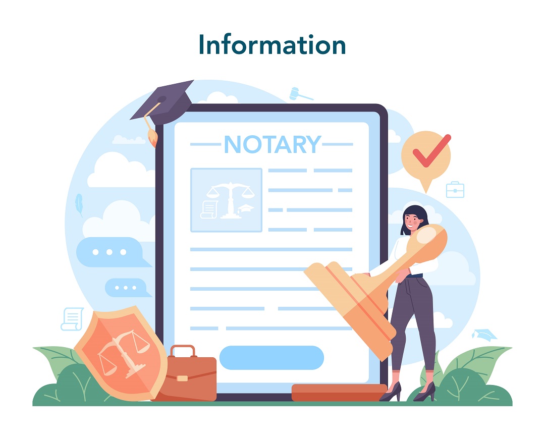Notary service online service or platform. Professional lawyer signing